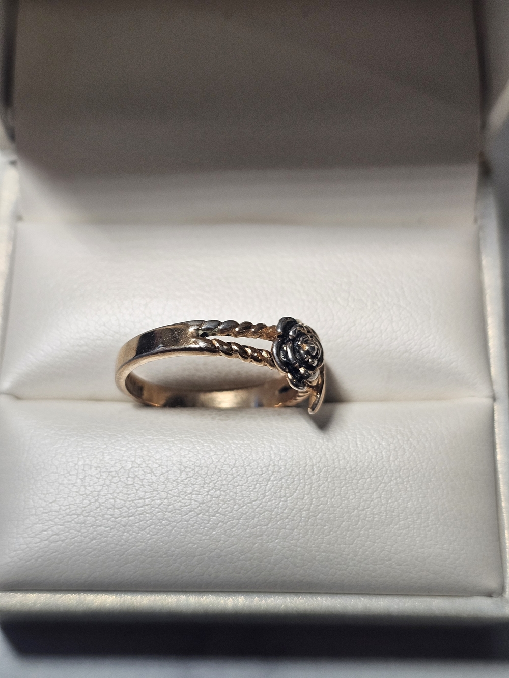 18k Gold Filled Floral Rose Twist Sterling Silver Ring Size 9 - Picture 3 of 5